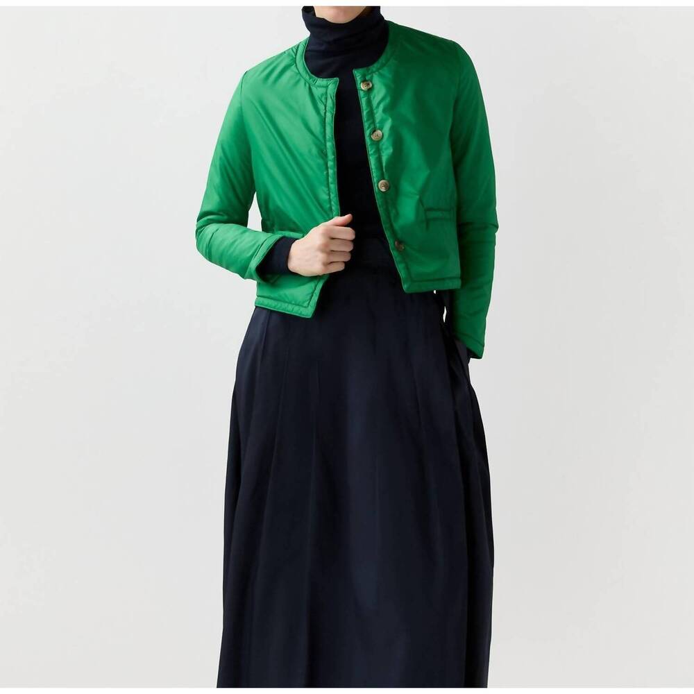 NEW ANN MASHBURN megan cashpad cardigan jacket in green nylon